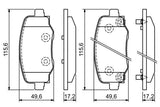 BOSCH Brake Pad Rear 15-500X - Low-Metallic Brake Pad Set — Brake Pads
