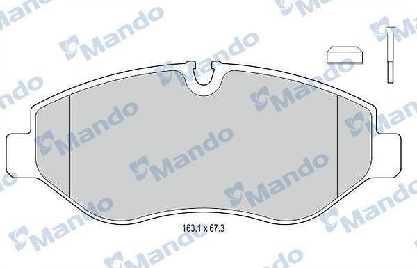 mando mbf015671 brake pads front view, mando mbf015671 brake pads specifications Mando MBF015671 Brake Pads - Front Set for LT35, Crafter, Sprinter, Vito | 67.3mm Height, 20.8mm Thickness Mando MBF015671 Brake Pads for Vito, Sprinter, Crafter mando, brake-pads, lt35, crafter, sprinter, vito, vehicle-maintenance, automotive-parts, ai-generated, front-brake-pads