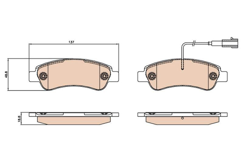 TRW GDB2068 Rear Disc Brake Pad Fiat Ducato Peugeot Boxer Jumper 2.2-3.0 HDi Pair with Connector 2007- — Brake Pads