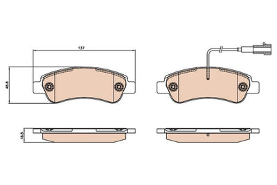 TRW GDB2068 Rear Disc Brake Pad Fiat Ducato Peugeot Boxer Jumper 2.2-3.0 HDi Pair with Connector 2007- — Brake Pads