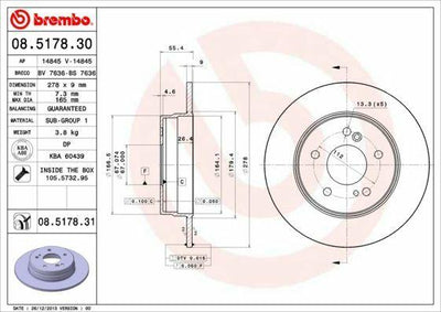 BREMBO Brake Disc Set 08.5178.31 - Coated, Compatible with Mercedes Models — Brake Rotors & Drums