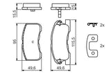 BOSCH 0986424697 Front Brake Pads Set - Low-Metallic Material