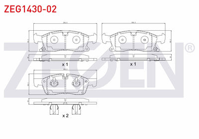Zegen ZEG1430-02 Brake Pad Front with Wear Indicator Jeep G.Cherokee IV (Wk,Wk2) 3.0 Crd 4X4 2010-/ 3.6 V6 4X4 2010-/ Mercedes M Series (W166) Ml 250 CDI 4X4 2011-/ Ml 350 4X4 2011
