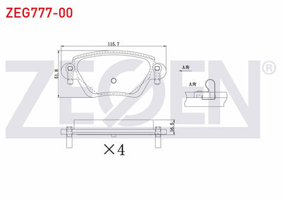 Zegen ZEG777-00 Brake Pad Rear Ford Mondeo III 1.6i 16V 2000-2007 / Mondeo III 2.0i 16V 2000-2007 / Mondeo III 2 — Brake Pads