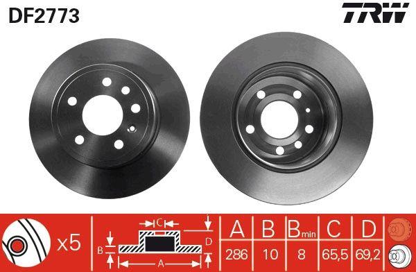 TRW DF2773 Rear Brake Disc Vectra B 2,0I 16V 2,5I V6 95- — Brake Rotors & Drums