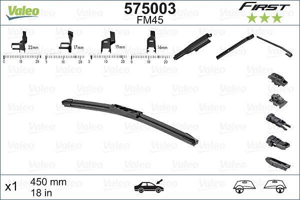 Valeo 575003 Wiper Blade Single 45Cm — Wipers