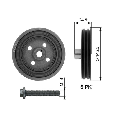 Gates TVD1057A Crankshaft Pulley Connect 1.8 TDCi 75Ps / 110Ps Focus 01 > 04 C Max 07 / > 1,8Tdi