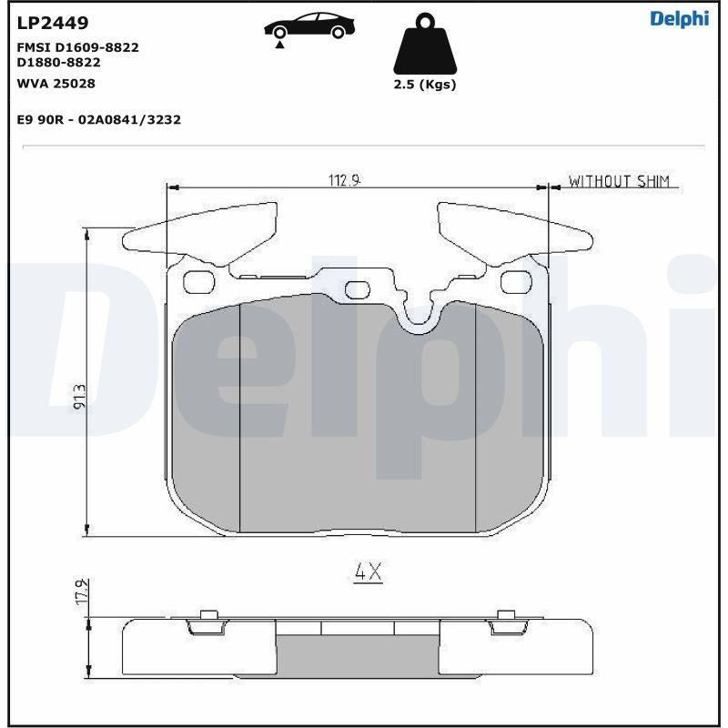 Delphi LP2449 Brake Pad Front BMW F20 F22 F23 F30 F31 F35 F80 — Brake Pads