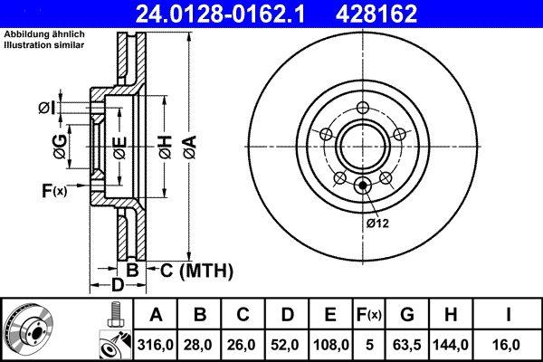 ATE 24.0128-0162.1 Brake Disc — Brake Rotors & Drums