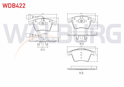 WALBURG WDB422 Brake Pad Front with Connector Volkswagen Transporter V 1.9 TDI 2003-2011 / Transporter V 2.5 TDI — Brake Pads