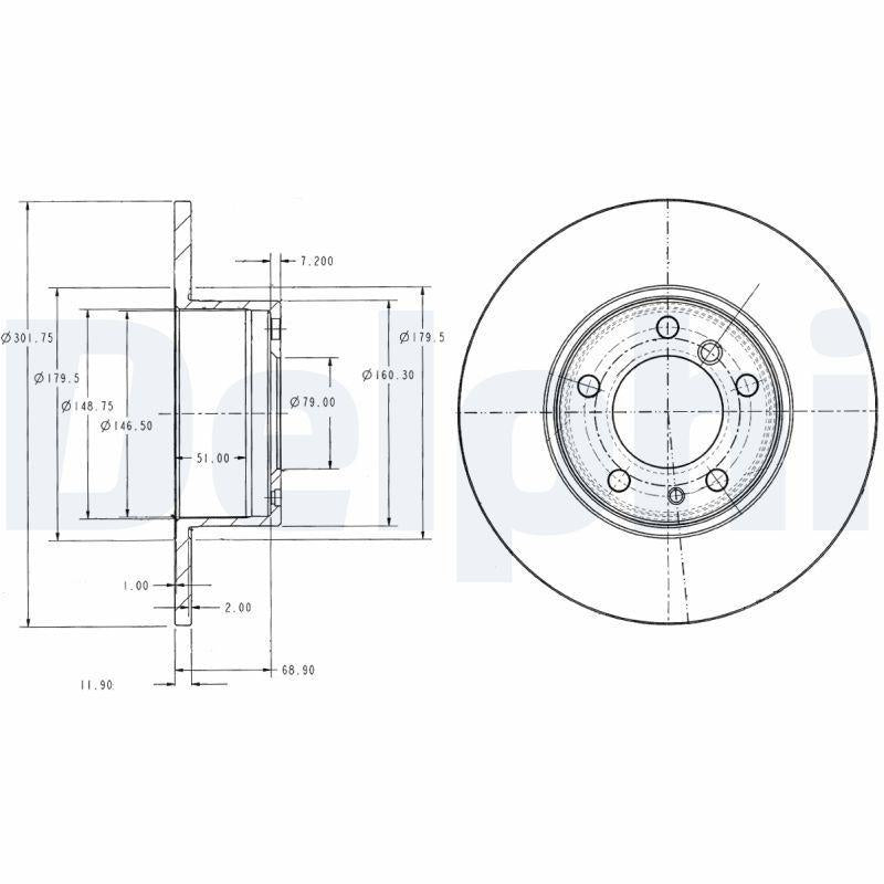 Delphi BG2430 Front Brake Disc - BMW 5 Series E34 — Brake Rotors & Drums