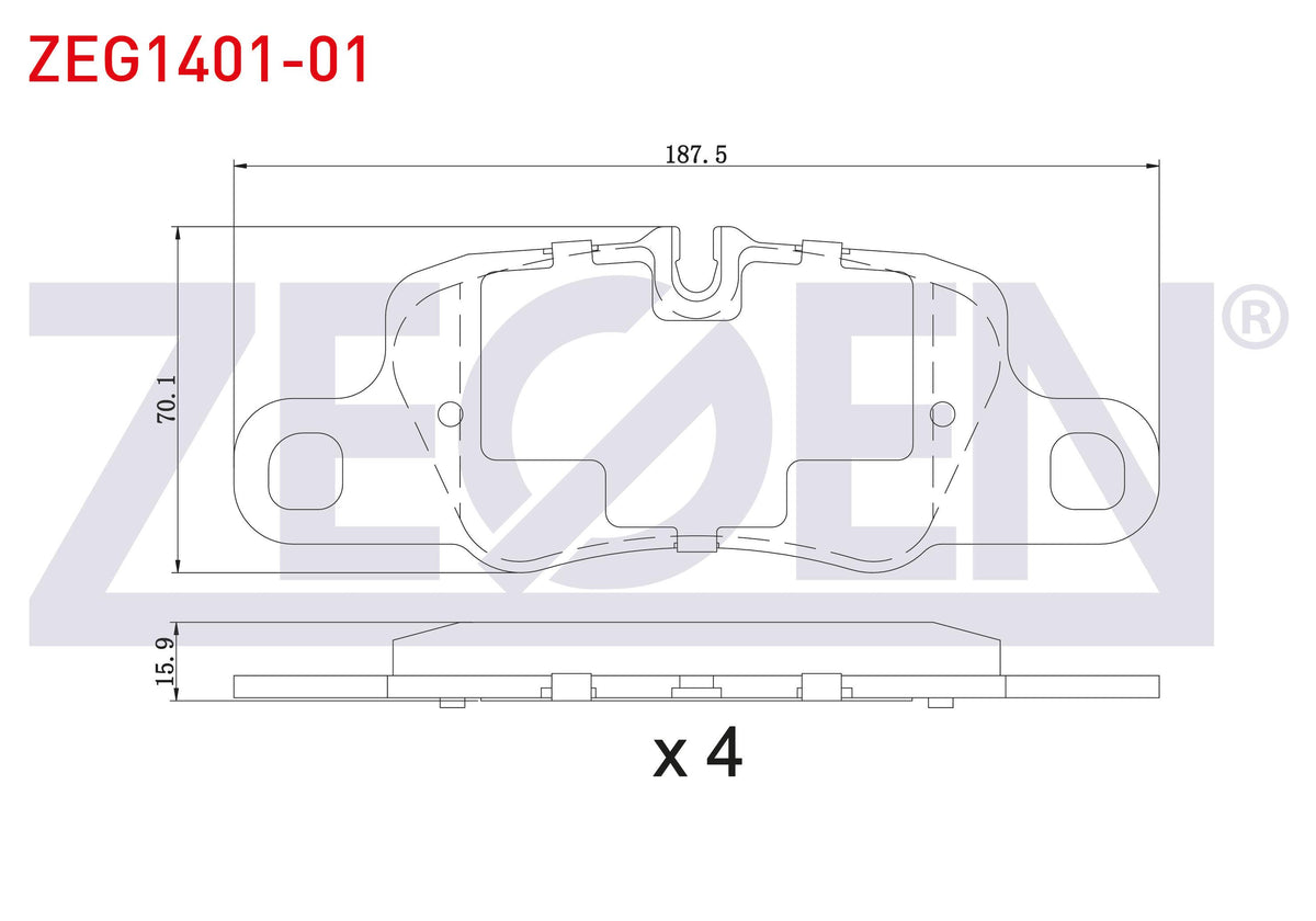 Zegen ZEG1401-01 Brake Pad Rear Porsche Panamera 3.0-3.0 D-3.6-4.8-Turbo 2010-2016 / 911 Carrera 3.0 4S-3.8 2012 — Brake Pads