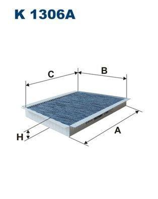 filtron k1306a pollen filter active carbon filter, technial specifications of filtron k1306a pollen filter, filtron k1306a installed in vehicle FILTRON K1306A Pollen Filter - Active Carbon Filter for W203, Cl203, C209 | 13.2 in x 7.4 in x 1 in FILTRON K1306A Pollen Filter - Active Carbon Filter filtron, pollen-filter, active-carbon-filter, car-maintenance, car-owning, mechanics, car-accessories, filtration, air-quality, ai-generated