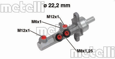 Metelli Brake Master Cylinder 22.20mm - Compatible with VW Golf, Audi A3 and 2 more models — Brake Hydraulics