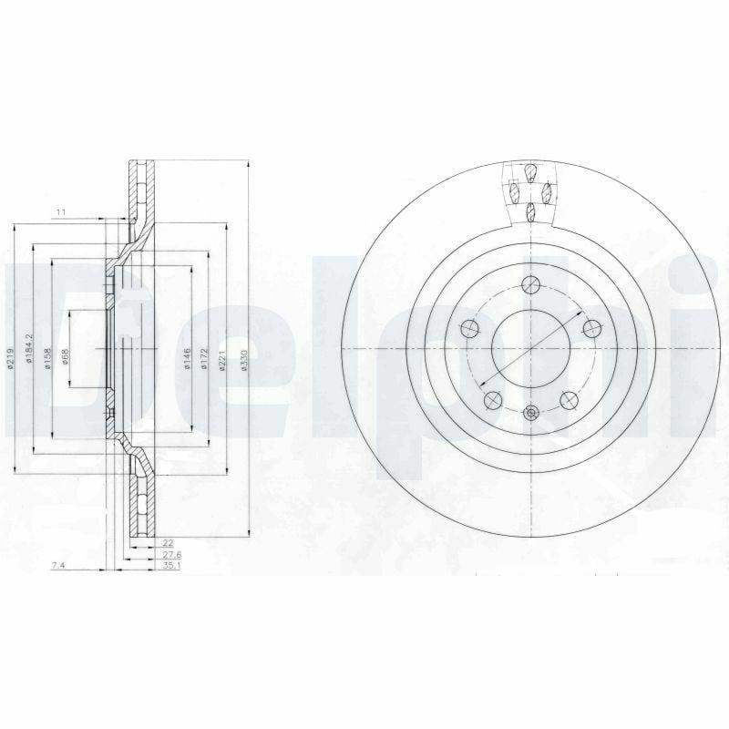 Delphi BG4087 Disc Brake - Ventilated — Brake Rotors & Drums