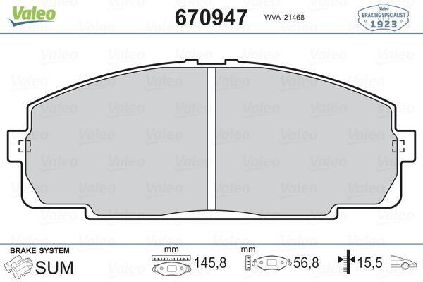 VALEO 670947 Brake Pad Set - Compatible with Hilux & Hiace — Brake Pads