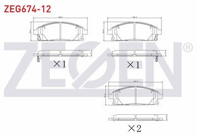 Zegen ZEG674-12 Brake Pad Front with Wear Indicator Nissan X-Trail (T30) 2.0i 2001-2007 / X-Trail (T30) 2.5i 200 — Brake Pads
