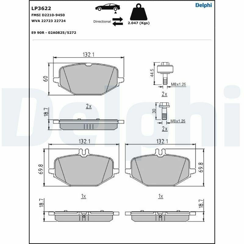 Delphi LP3622 Rear Brake Pads - Durable Low-Metallic Material