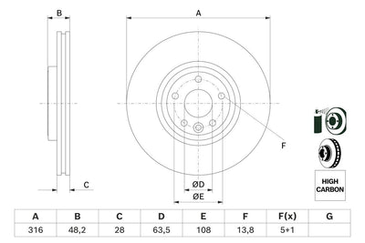 Bosch 0986479E62 *2 Brake Disc Front Air Jaguar Xe X760 15 > — Brake Rotors & Drums