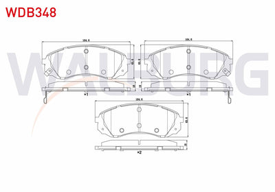 WALBURG WDB348 Brake Pad Front with Wear Indicator Hyundai H1 Starex 2.5 CRDi 170 Hp 2008-/ Kia Carnival III 2.9 — Brake Pads