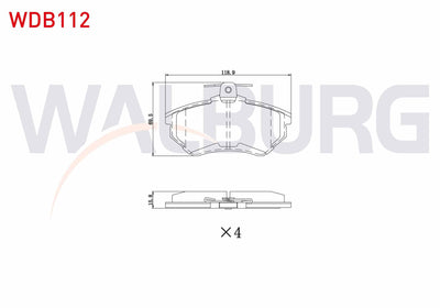 WALBURG WDB112 Brake Pad Front VW Passat (3A2,35I) 1.8 1988-1997 / 2.0 1988-1997 / Golf III 1.9 TDI 1991-1999 / — Brake Pads