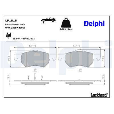 Delphi LP1818 Front Brake Pad Chrysler Grand Voyager III IV — Brake Pads