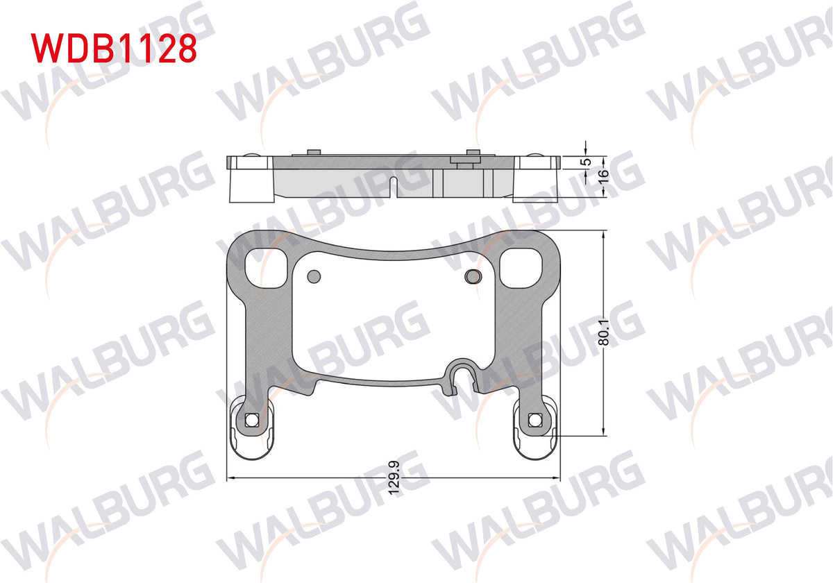 WALBURG WDB1128 Brake Pad Rear with Wear Indicator Porsche Cayenne (9Ya) 2.9 S-3.0 TDI-3.0 Hybird-4.0i T 2017 — Brake Pads