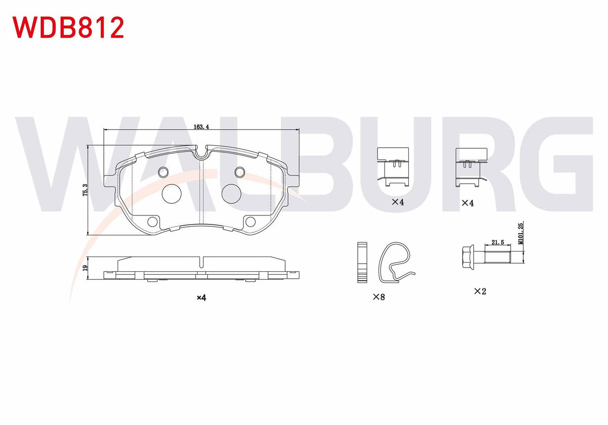 WALBURG WDB812 Brake Pad Front Volkswagen Amarok 3.0 TDI V6 2017