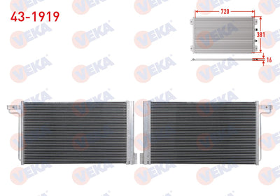 Veka 43-1919 A/C Condenser Ford Focus III 1.6 TI-Vct 2011-2015 — Condensers & Evaporators