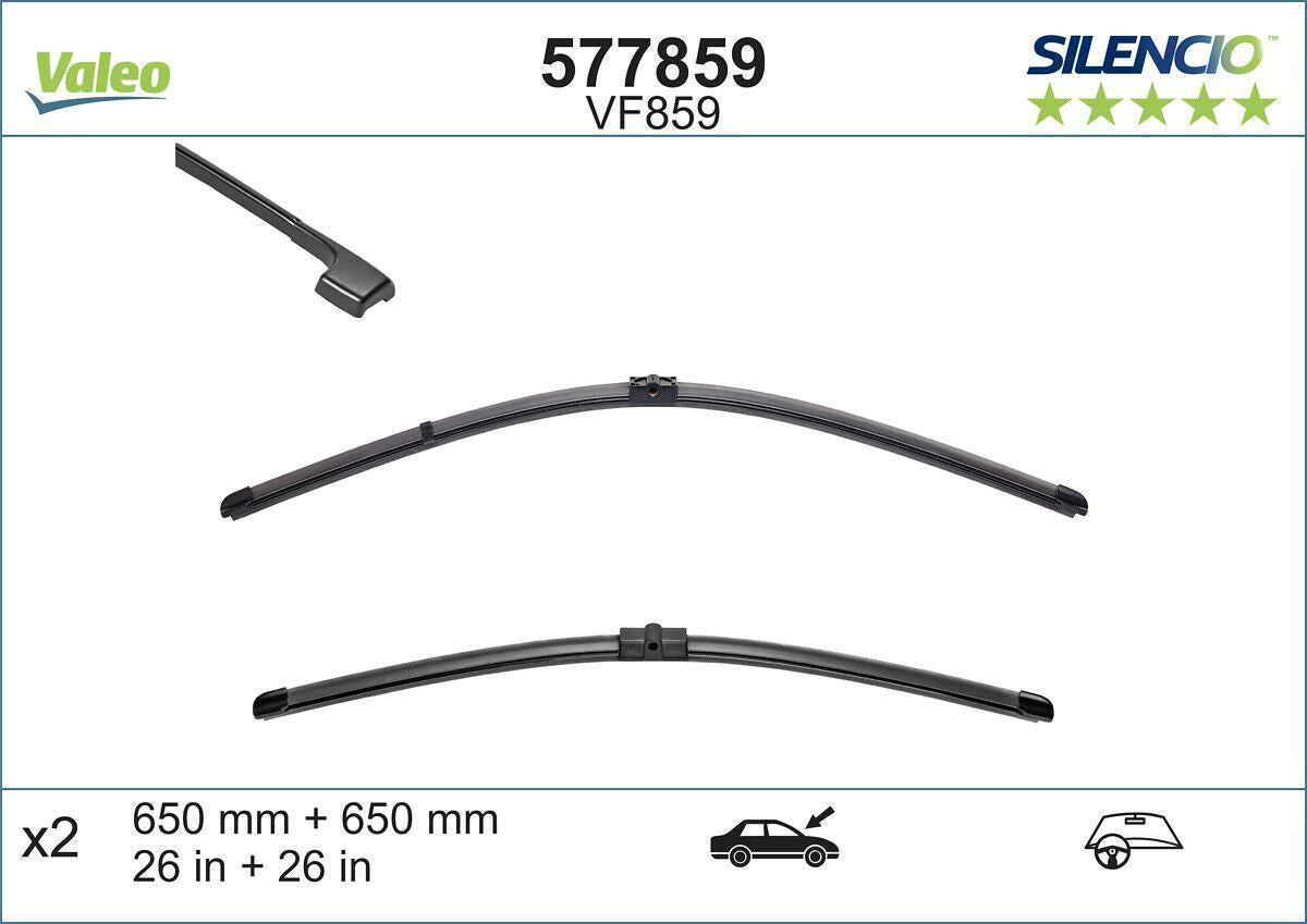 Valeo 577859 Silencio X-Trm Flat Blade Vm859 (X2) (650 + 650 mm) Volkswagen Touareg I (02 / 2002 / 09 / 2007) Pors