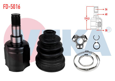Veka FD-5016 CV Joint Left Front Inner Ford Mondeo IV 2.0 TDCi M-T 26X28x40 Length 179 — Axles, CV Joints & Boots