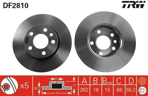 TRW DF2810 Front Brake Disc - 15 Inch - 282 mm x 185 mm x 112 mm — Brake Rotors & Drums