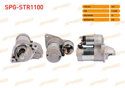 SPAGO SPG-STR1100 Starter Motor 12V 1.4Kw 13 Outer Cw (Str3070) Astra G H-Corsa C-Combo-Meriva (1.7 Die — Starting & Charging