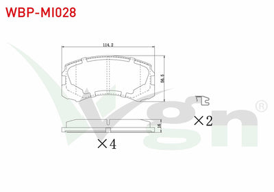 WGN WBP-MI028 Brake Pad Front Mitsubishi Lancer (Csw) 1.6 15.5mm 2003-2008 — Brake Pads