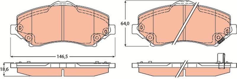 TRW GDB4605 Brake Pad Front Freemont 11-/ Cherokee 01-Wrangler 07-/ Voyager IV 08-/ Caravan IV 08-Journey 07-Nit — Brake Pads