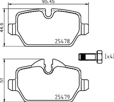 Hella Pagid 8DB355020-111 Brake Pad Rear Mini Cooper R60-R61 — Brake Pads
