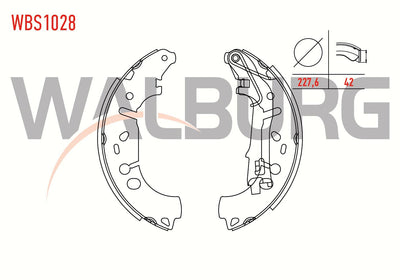WALBURG WBS1028 Brake Shoe Rear Fiat Linea (323) 1.3 Mjt with Lever 228X40 mm 2007-/ Grande Punto 1 — Brake Cables & Hardware