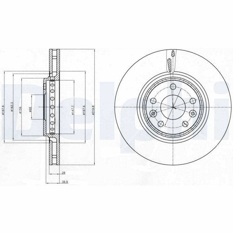 Delphi BG4266 Brake Disc - Ventilated Type for 2008 Laguna 2.0 dCi — Brake Rotors & Drums