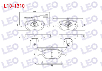 LEO L10-1310 Brake Pad Front with Connector Fiat Marea (185) 1.4i 1996-2007 / 1.6i 16V 1996-2007 / 1.9 JTD 1996 — Brake Pads