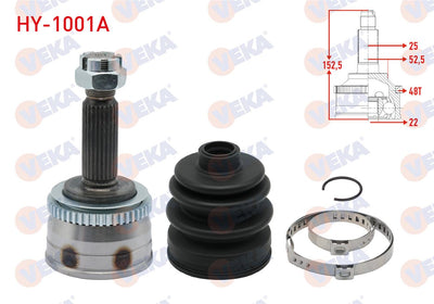 Veka HY-1001A CV Joint Left-Right Front Outer Hyundai Accent Era 1.4i 16V with ABS 48 Outer 25X22x — Axles, CV Joints & Boots