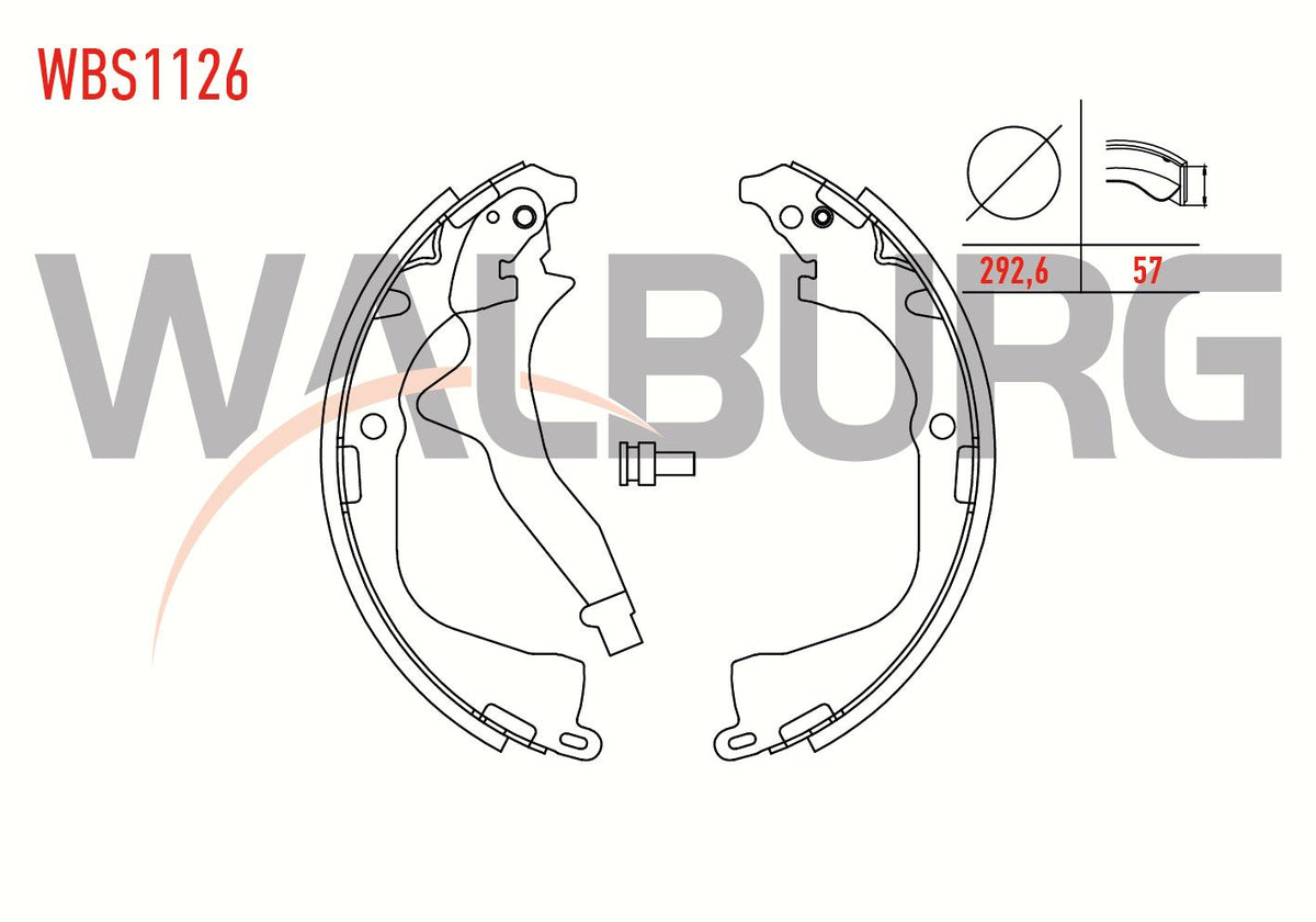 WALBURG WBS1126 Brake Shoe Rear Volkswagen Amarok 2.0 BiTDI with Lever 295X57 mm 2010-/ Volkswagen Amarok 2.0 TDI-2010-/ Volkswagen Amarok 2.0 TSI-2010