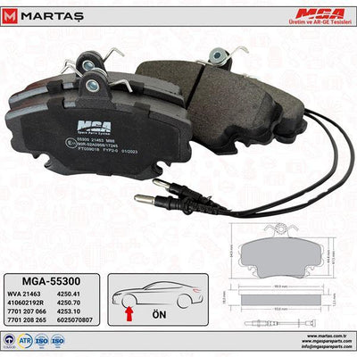 MGA 55300 Brake Pad Front Wva 21463 (Renault: R9 Em Clio II Megane) — Brake Pads