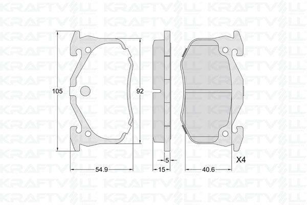 Kraftvoll 07010345 Front Brake Pad Renault Twingo, R5, Clio I (with Connector) — Brake Pads