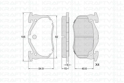 Kraftvoll 07010345 Front Brake Pad Renault Twingo, R5, Clio I (with Connector) — Brake Pads