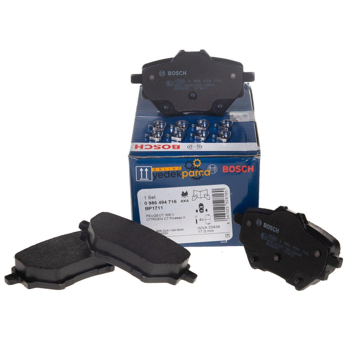BOSCH Rear Brake Pads for Peugeot 3008 - 268mm