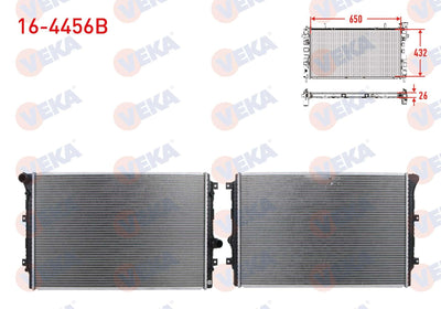 Veka 16-4456B Water Radiator Brazing Volkswagen Caddy IV (Sab, Saj) 2.0 TDI A-T / M-T Ac + /-2015 — Radiators & Fans