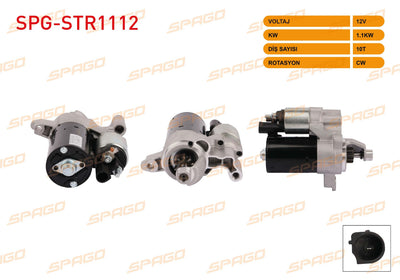 SPAGO SPG-STR1112 Starter Motor 12V 1.1Kw 10 Outer Cw A4 08-15-A5 07-17-A6 11-18 / Macan 14-18 (Gasolin — Starting & Charging