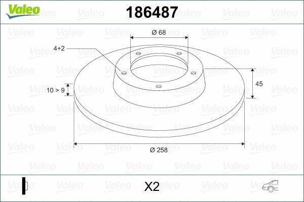VALEO 186487 Rear Brake Disc for Almera II (N16) — Brake Rotors & Drums