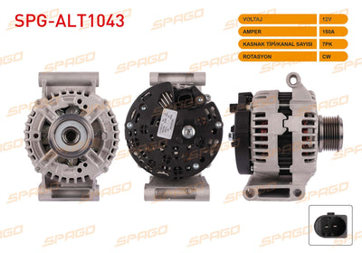 SPAGO SPG-ALT1043 Alternator 12V 150A 7Pk Ford Transit (V347) 2.4 TDCi 06-14 — Starting & Charging