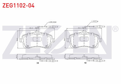 Zegen ZEG1102-04 Brake Pad Front with Connector Peugeot 407 (6D) 1.6 HDi 110 Hp 2004-2011 / Peugeot 407 (6D) 1.8 — Brake Pads